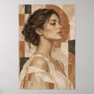 Poster Retrato de Mulher Elegante Abstrato Neutro Figurat