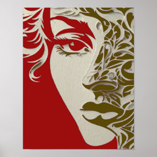 Poster Retrato de Mulher Estilizado e Elegante
