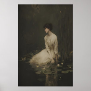 Poster Retrato de Mulher Gótica no Lago, Parede Romântica