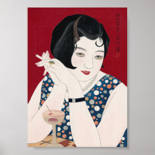 Poster Retrato de Mulher Japonesa Vintage Art