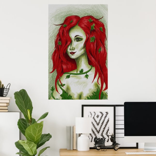 Póster Retrato de mulher ruiva fofa Ninfa da Hera Arte Fa (Escritório em casa)