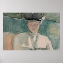 Poster Retrato de Mulher Vitoriana em Aquarela Tom Pastel