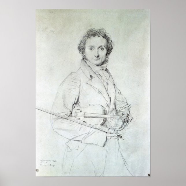 Poster Retrato de Niccolo Paganini 1819 (Frente)