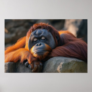 Poster Retrato de Orangotango Selvagem Relaxando