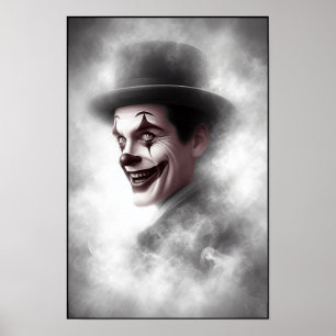 Poster Retrato de Palhaço Retro com Chapéu