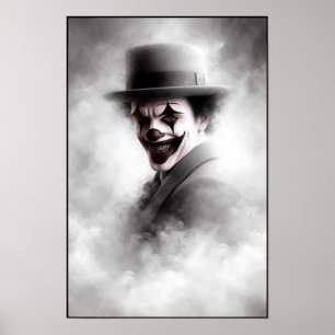 Poster Retrato de Palhaço Retro com Chapéu
