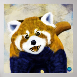 Poster Retrato de Panda Vermelha e Bonita