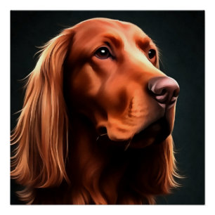 Póster Retrato de Pet de Arte Fina do Irish Setter