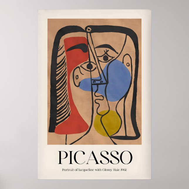 Poster Retrato de Picasso Jacqueline Cabelo Brilhante962 (Frente)