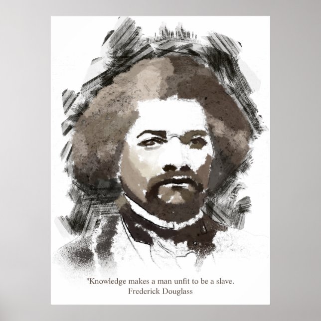Poster Retrato de pintura por aquarela Frederick Douglass (Frente)
