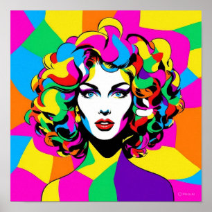 Poster Retrato de Pop de arte vibrante