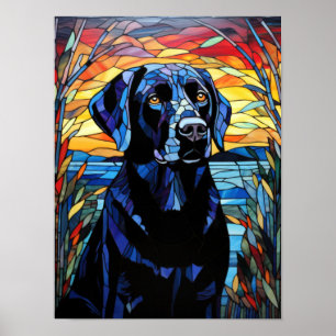 Poster Retrato de pôr do sol no lago em vitral de Labrado