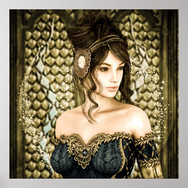 Poster Retrato de Princesa de Conto de Fadas Encantado (Frente)