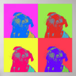 Poster Retrato de Pug pop Art<br><div class="desc">Decorra o seu espaço com um poster brilhante e divertido para cães. Retro e na moda,  este design personalizado apresenta um retrato de um pug com um impressão de tela de pop art em cores brilhantes. Perfeito para amantes de cães.</div>