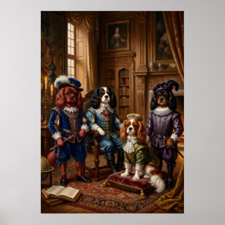 Poster Retrato de Quatro Cavalier Spaniel Mosqueteiros