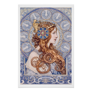 Póster Retrato de Rainha Art Nouveau