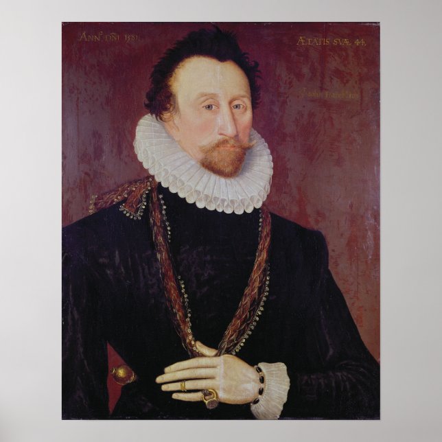 Póster Retrato de Sir John Hawkins 1581 (Frente)