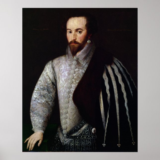Póster Retrato de Sir Walter Raleigh 1588 (Frente)