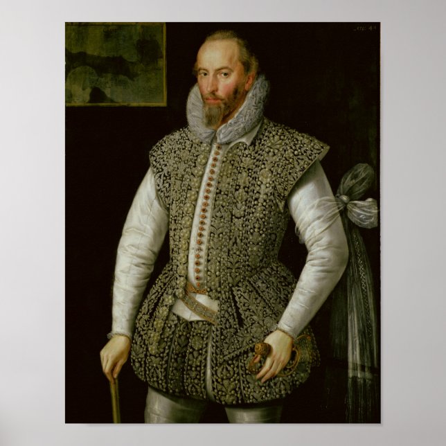 Póster Retrato de Sir Walter Raleigh, 1598 (Frente)