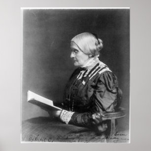 Poster Retrato de Susan B. Anthony Lendo um Livro