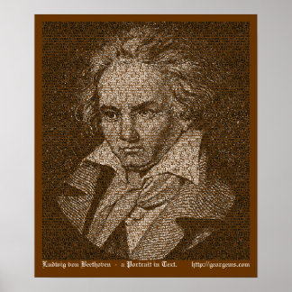 Póster Retrato de texto Beethoven