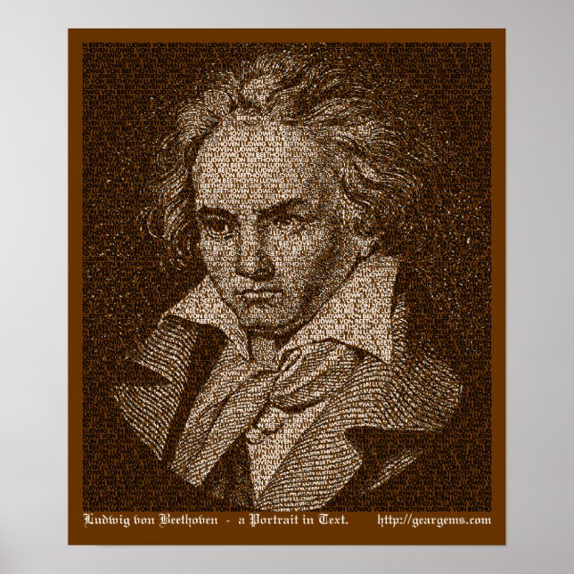 Póster Retrato de texto Beethoven (Frente)