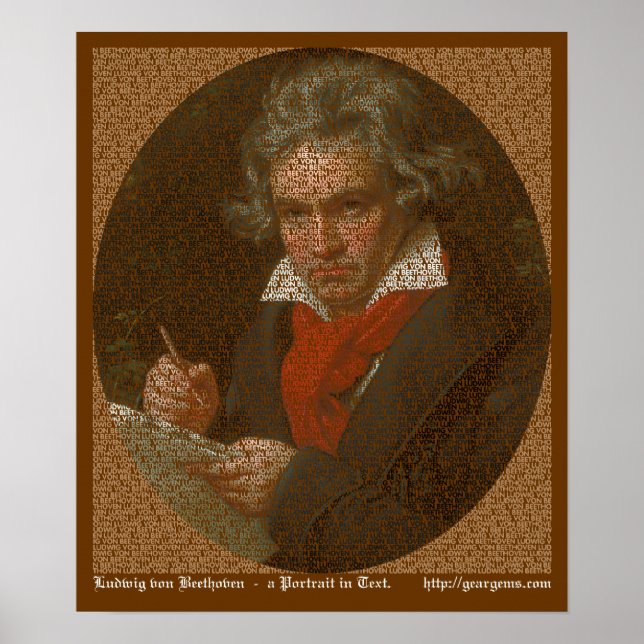 Poster Retrato de texto Beethoven (Frente)