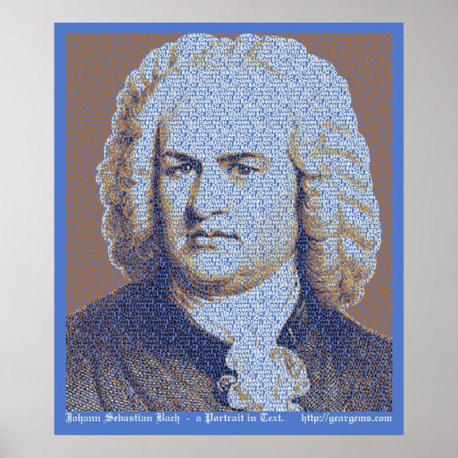 Póster Retrato de texto JS Bach (Frente)