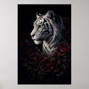 Poster Retrato de Tigre Branco – Poder Calmo e Olhar Sile