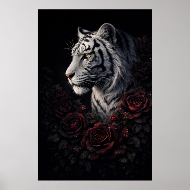 Poster Retrato de Tigre Branco – Poder Calmo e Olhar Sile (Frente)