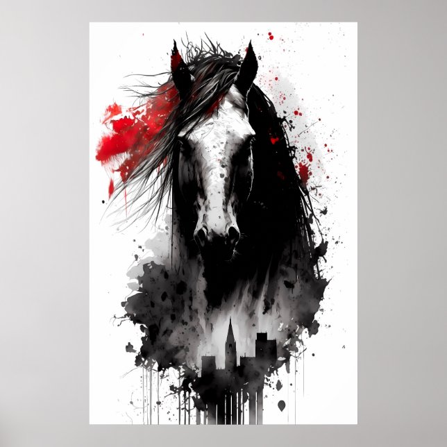 Poster Retrato de Tinta Clydesdale (Frente)