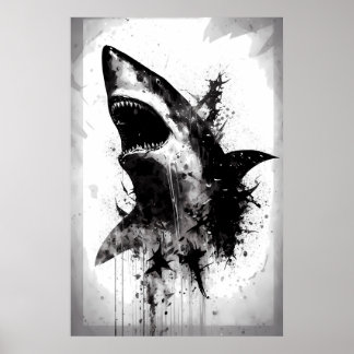 Poster Retrato de Tubarão Branco do excelente