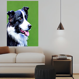 Poster Retrato de um adorável collie de fronteira   Arte 