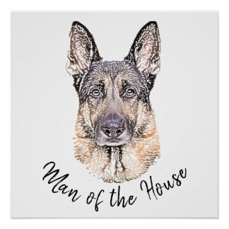 Póster Retrato de um Cachorro German shepherd Arte Espeta