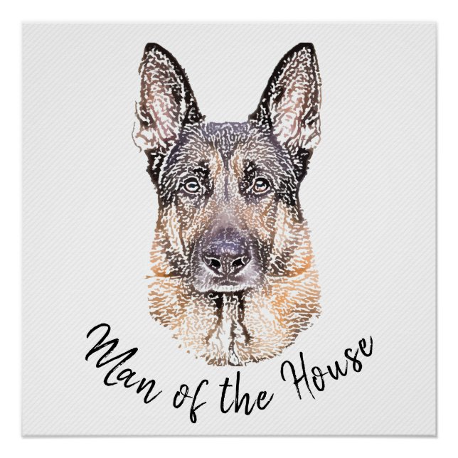 Póster Retrato de um Cachorro German shepherd Arte Espeta (Frente)