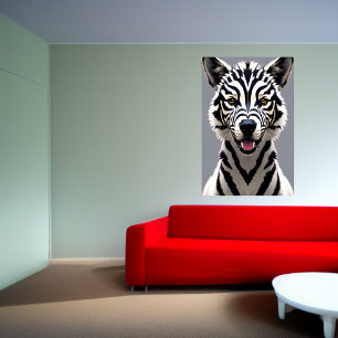 Poster Retrato de um cão com listras-zebra Arte AI