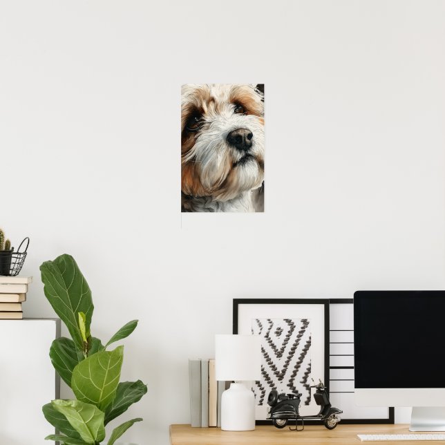 Poster Retrato de um cão shih-doodle (Escritório em casa)
