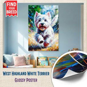 Póster Retrato de um cão West Highland White Terrier "Wes