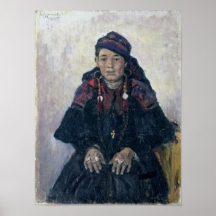 Póster Retrato de um Cossack Mulher, 1909