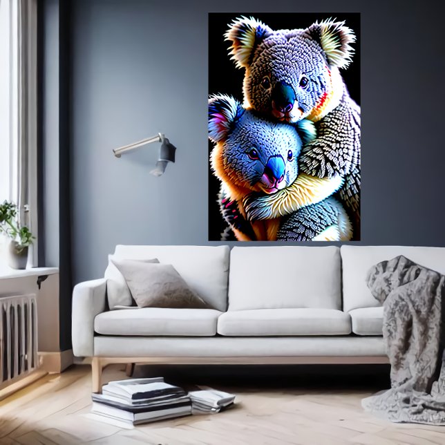 Poster Retrato de um Filho e Mãe de Koala | Arte AI (Criador carregado)