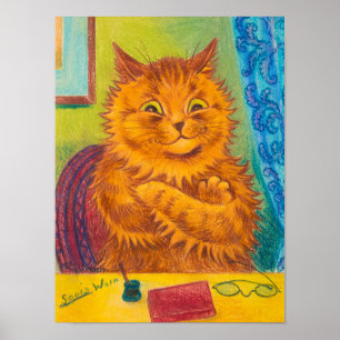 Poster Retrato de um Gato Laranja Literário de Louis Wai