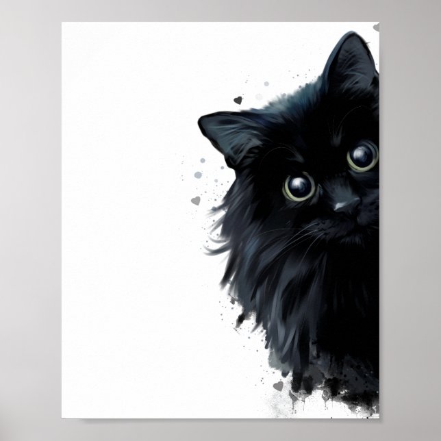 Poster Retrato de um gato preto fofo (Frente)
