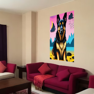 Poster Retrato de um German shepherd fofo   Arte AI