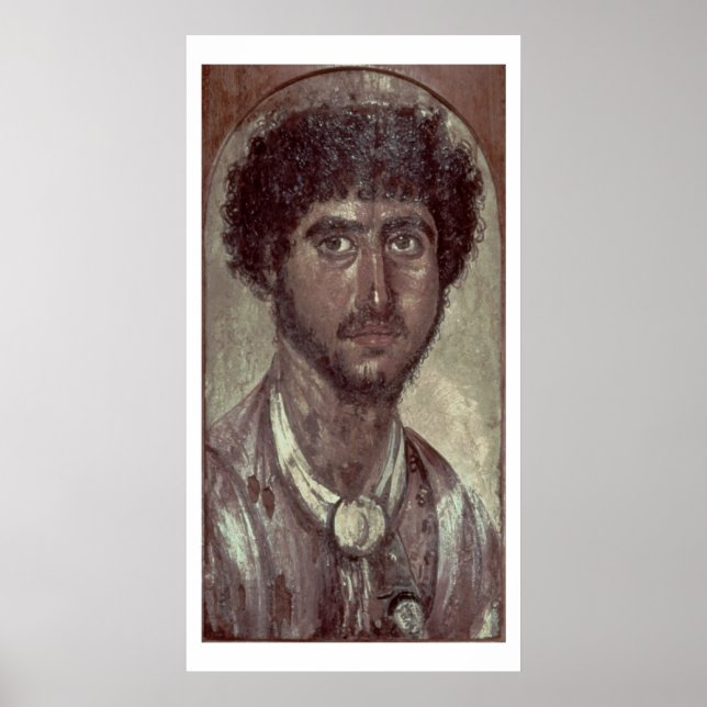 Póster Retrato de um grego, de Fayum, Romano-Egípcio, (Frente)
