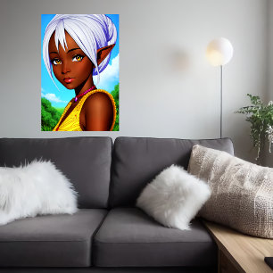 Poster Retrato de um híbrido do elfo humano feminino Ar