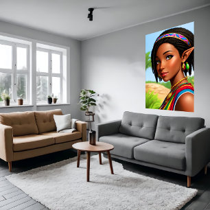 Poster Retrato de um híbrido humano feminino   Arte AI