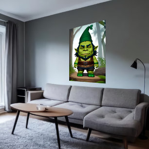 Poster Retrato de um híbrido Orc Gnomo Verde   Arte AI