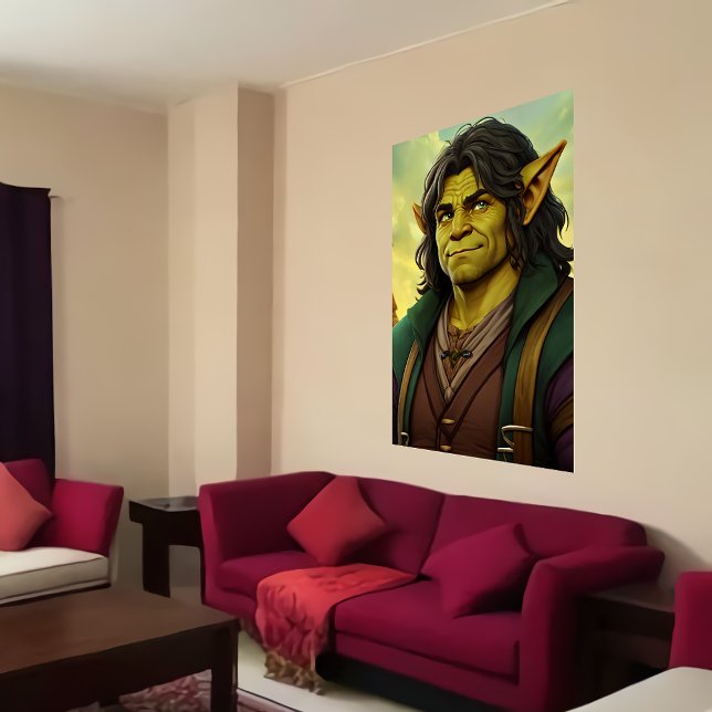 Poster Retrato de um híbrido orc Halfling | Arte AI (Criador carregado)