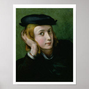 Poster Retrato de um homem novo (óleo no painel)