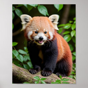 Poster Retrato de um Panda Vermelho Cute